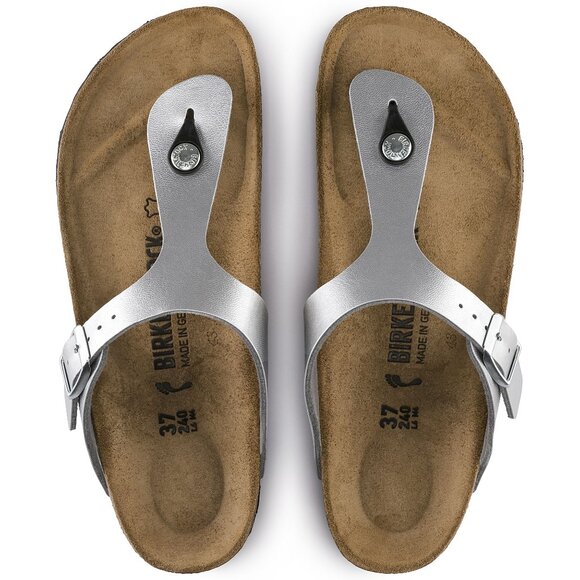 SOLD - BIRKENSTOCK GIZEH Birko-Flor Sandals Silver - Picture 2 of 7